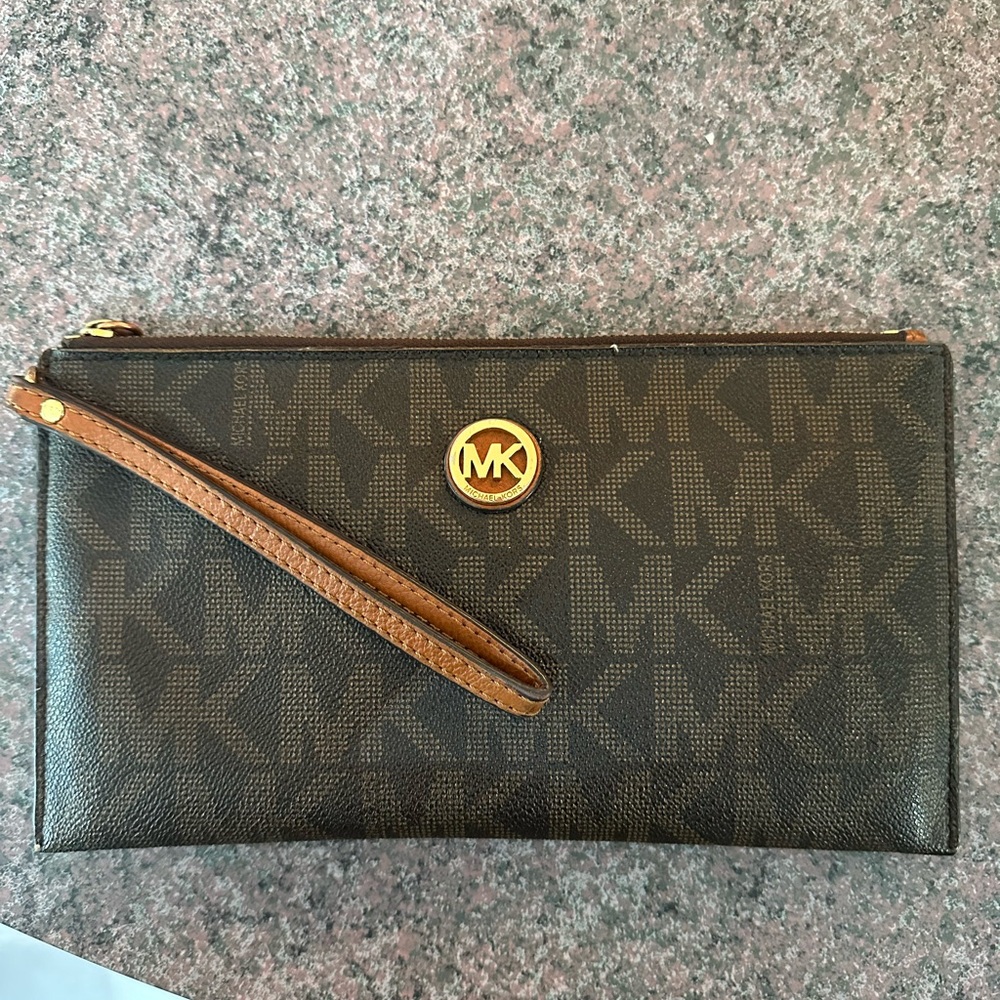 Michael Kors Dark Brown Logo Wristlet
